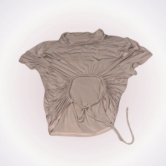 Lelis Cropped Neutral T-Shirt with Adjustable Open Back | Sz S - Picture 1 of 5